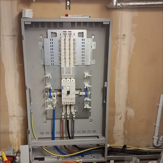 Commercial distribution board during installation